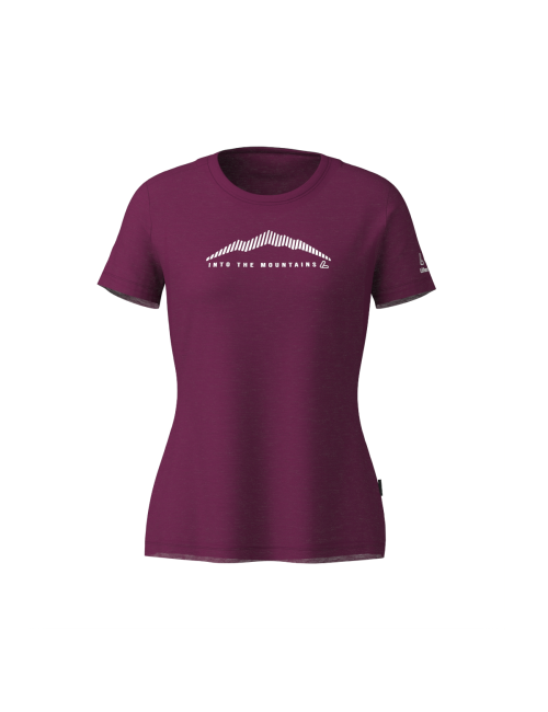 Chemise Loeffler manches courtes W Merino Light Bordeaux - Rouge