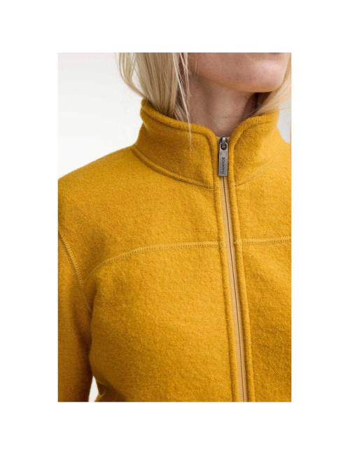 Gilet en laine à fermeture éclair intégrale pour femme Ivanhoe « Beata Autumn Blaze » - Jaune