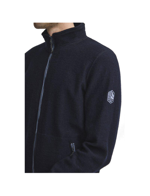 Cardigan Ivanhoe Louie Full Zip Navy - laine bouillie légère - Bleu