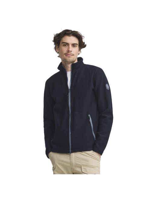 Cardigan Ivanhoe Louie Full Zip Navy - laine bouillie légère - Bleu