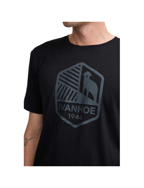 T-shirt Ivanhoe UW Ceasar Shield pour homme - 100 % laine mérinos extra-fine - Noir