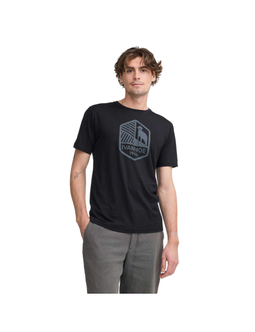 T-shirt Ivanhoe UW Ceasar Shield pour homme - 100 % laine mérinos extra-fine - Noir