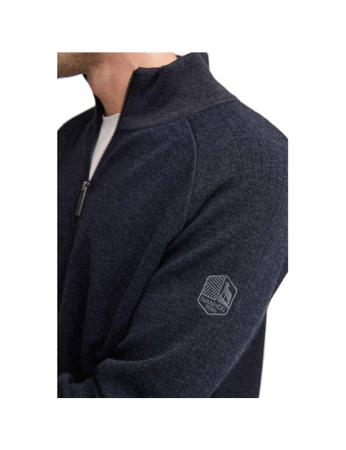 Ivanhoe Henry Full Zip Windjacke Stahlblau – Merinowolle – Blau