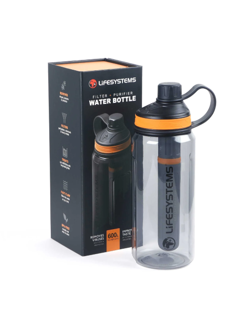 Botella con filtro de agua Lifesystems Filter + Purifier - Gris