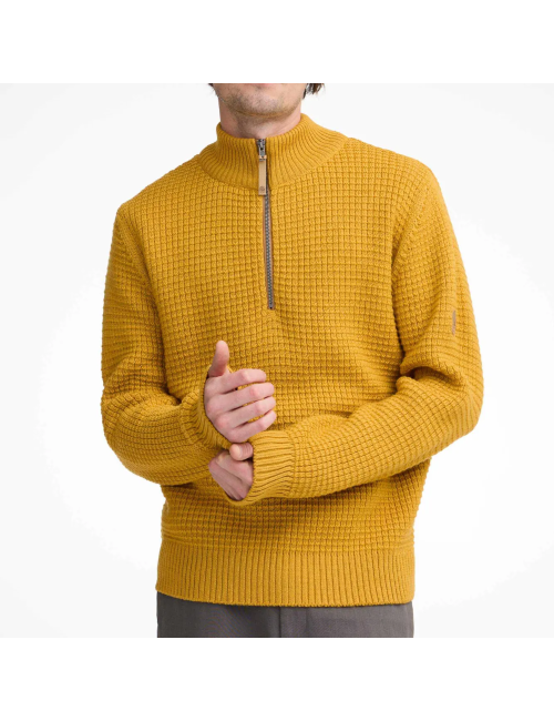 Jersey Ivanhoe de Moritz con media cremallera Autumn Blaze - 100 % lana - Amarillo