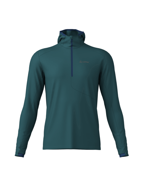 Loeffler sport shirt lange mouwen M Zip Hoody Motion Smeraldo - Petrol