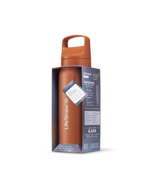 LifeStraw Go 2.0 Kyoto Orange Stainless Steel Insulated Water Filter Bottle, 700 ml – Orange