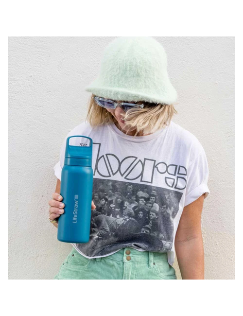 LifeStraw botella con filtro de agua Go 2.0 de acero inoxidable Cactus Green aislada 1 litro - Verde