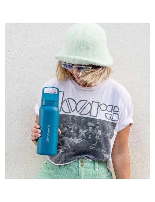 LifeStraw water filter bottle Go 2.0 stainless steel Cactus Green insulated 1 litre - Green