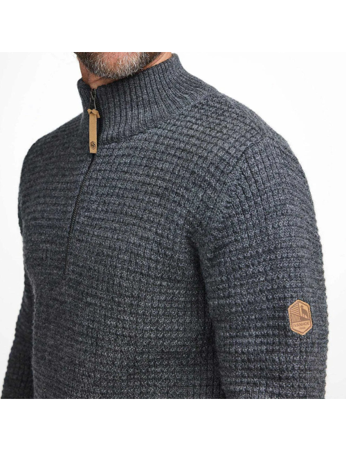 Ivanhoe Moritz Herrenpullover mit halbem Reißverschluss – 100 % Wolle, Gelb