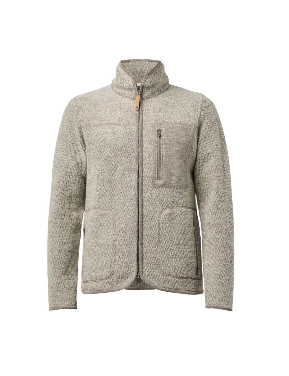 Veste Ivanhoe unisexe en laine à fermeture éclair intégrale 1946, couleur Birch - 100 % laine non teinte - Beige