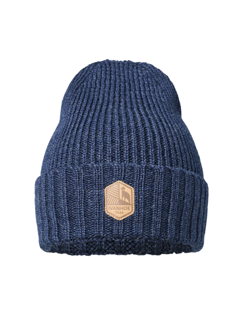 Bonnet en laine tricoté à côtes Ivanhoe, Ipsum Light Navy - Taille unique - Bleu