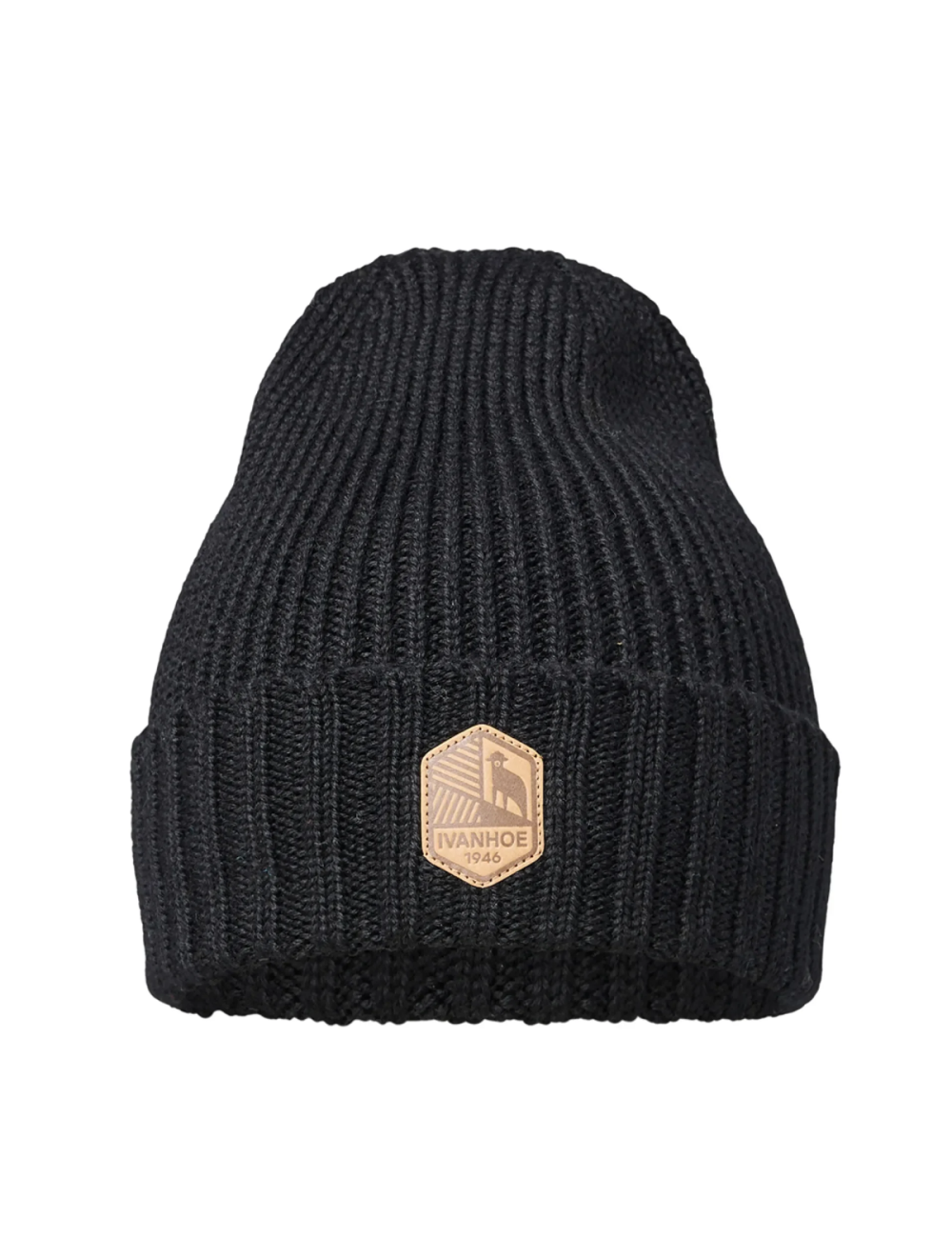 Ivanhoe-Mütze aus Wolle mit Rippenmuster, Ipsum Black – Einheitsgröße – Schwarz