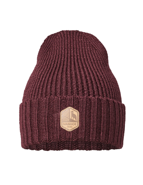 Gorro de punto de costilla Ivanhoe de lana Ipsum Ruby Wine - Talla única - Rojo