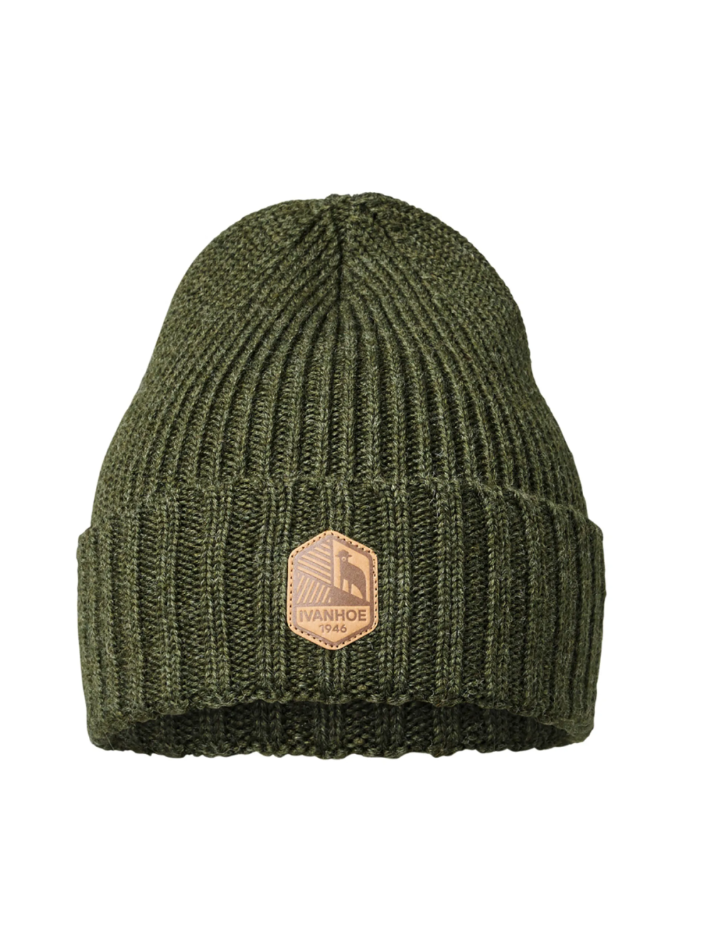 Ivanhoe-Mütze aus Wolle mit Rippenmuster, Ipsum Loden Green – Einheitsgröße – Grün