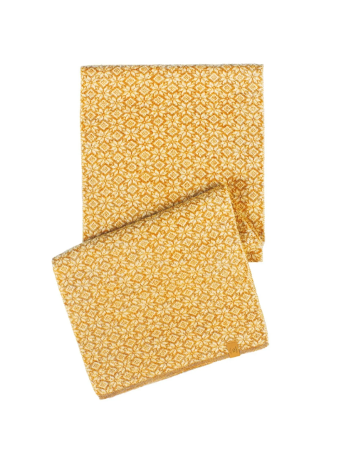 Ivanhoe knitted wool scarf, Fiona Autumn Blaze – One Size 185x27 – Yellow