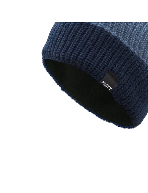 Matt beanie MattWarm – One Size – Merino wool – Light Blue with Navy