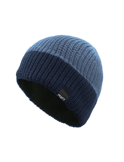 Matt muts MattWarm - One Size - Merinowol - Licht Blauw met Navy